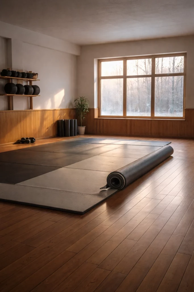 Przerwa treningowa z powodu ferii zimowych – pusta sala treningo